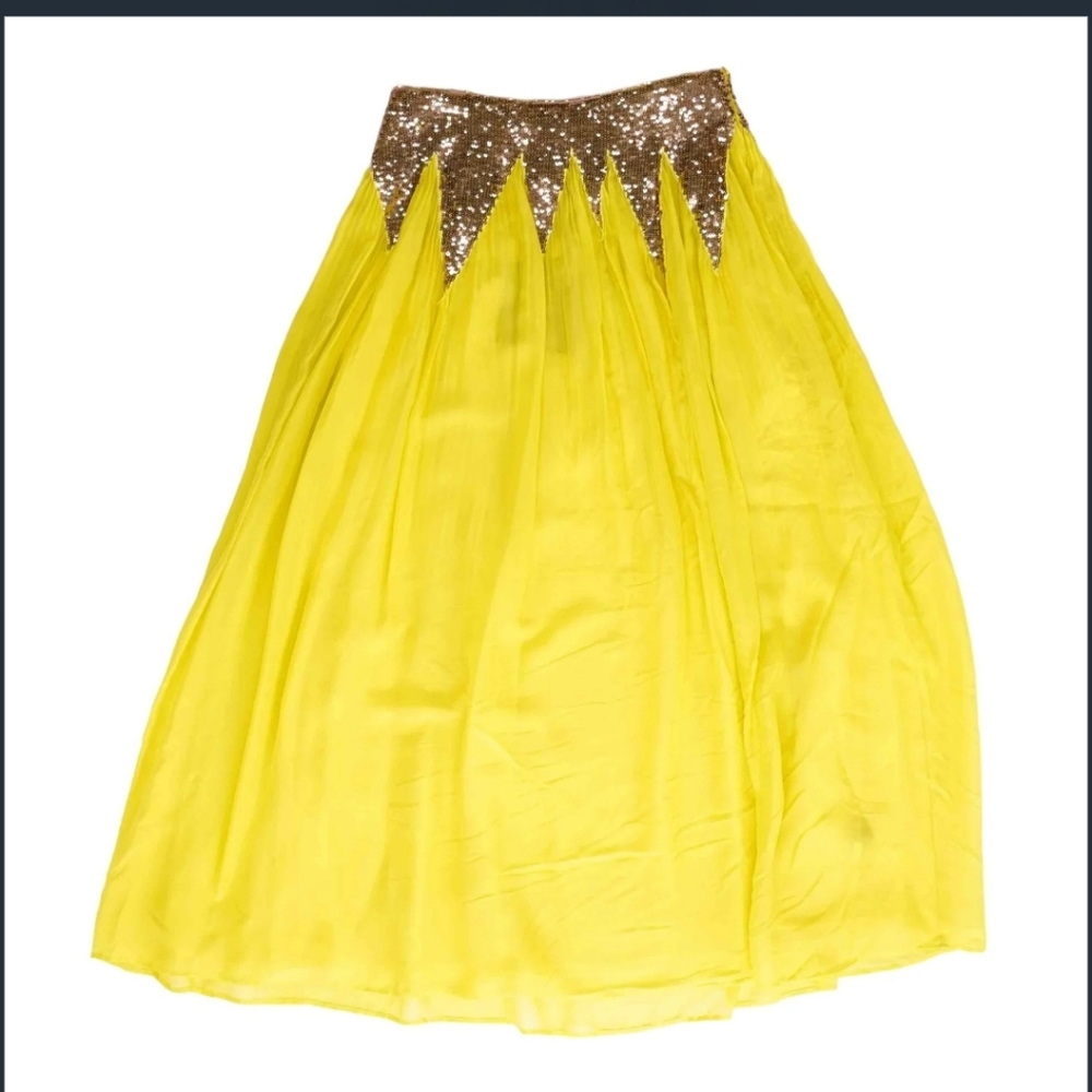 NWT Cynthia Rowley Yellow Silk Maxi Skirt sz 4